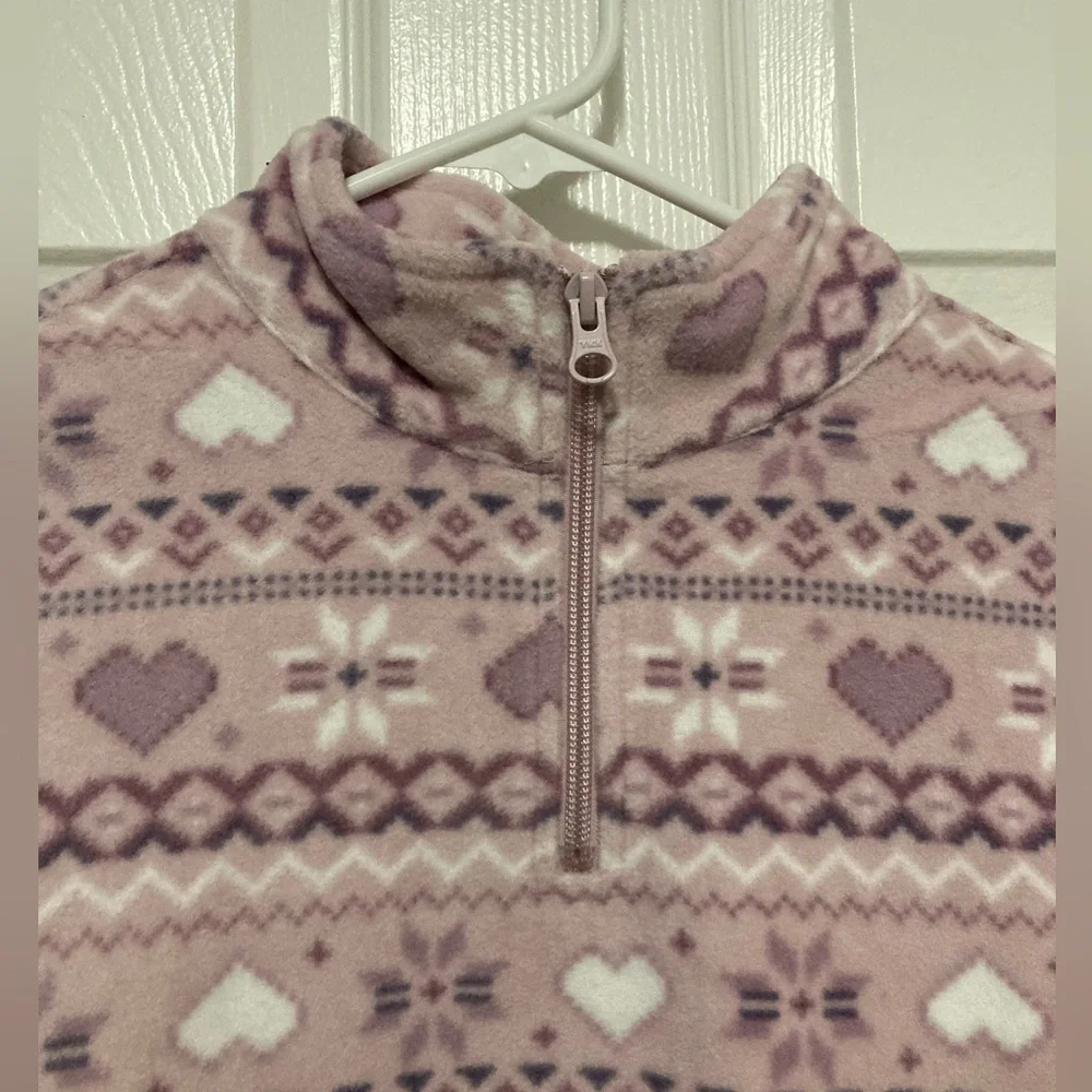 Children’s Place New Lavender Mock Neck Fair Isle Fleece Long Sleeve Large Top#X